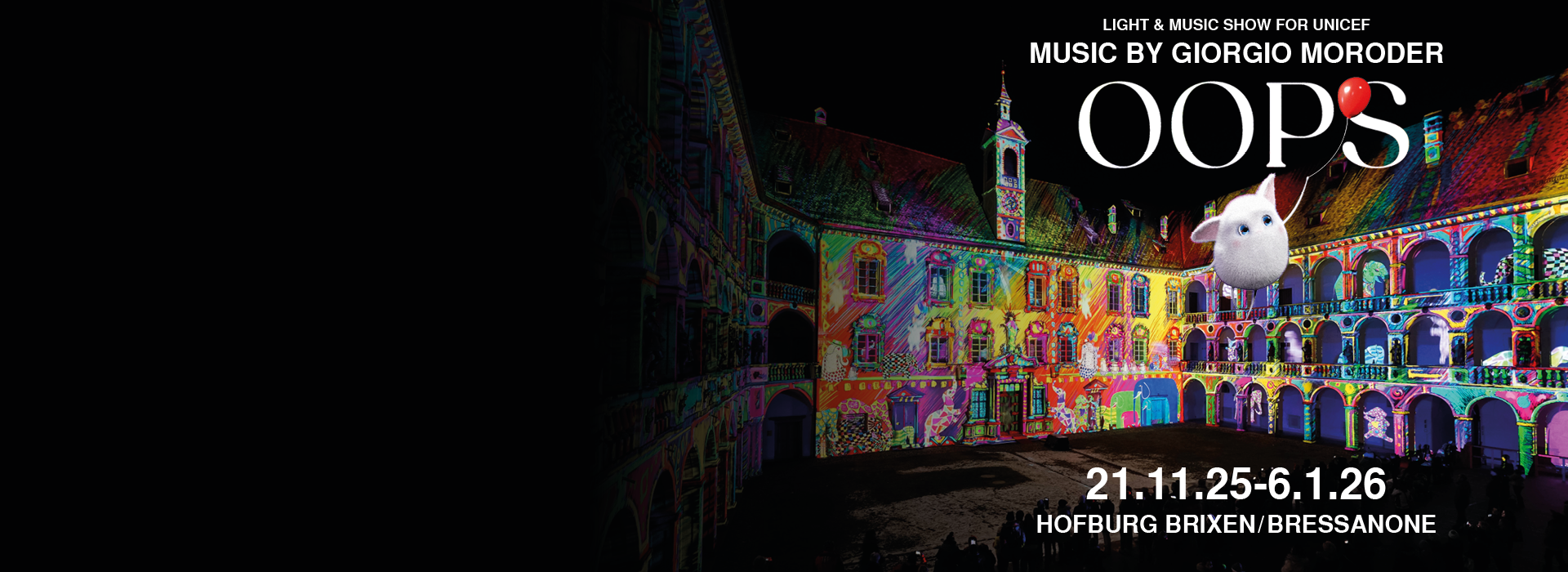 OOPS &#8211; Light and Music Show for Unicef &#8211; Hofburg Brixen (21.11.2025 &#8211; 06.01.2026)